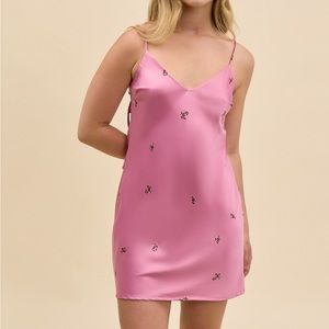 Pink Satin mini Dress